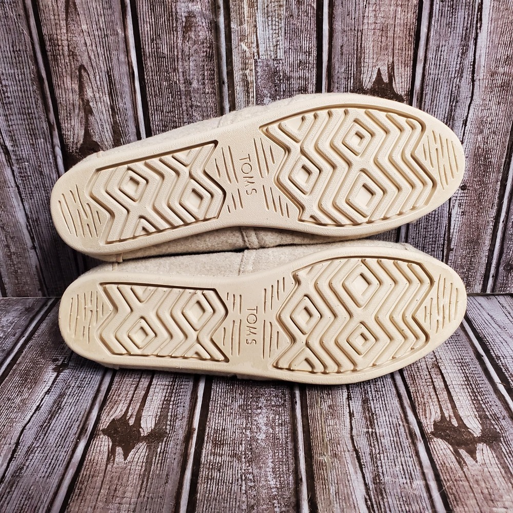 TOMS Women's Alpargata Fleece Faux Fur Slip On Cream Size 11 - Picture 12 of 13